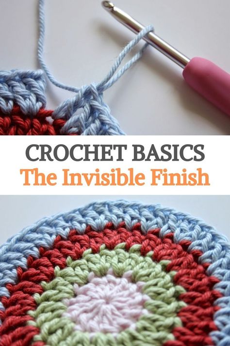 Invisible Crochet Stitch, How To Finish Off Crochet In The Round, Finish A Crochet Project, How To Invisible Join In Crochet, Finish Crochet Project, How Do You End A Crochet Project, Invisible Finish Off Crochet, Crochet Invisible Finish, Finishing Crochet Ends