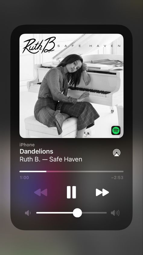 Dandelion Lyrics, Spotify Screenshot, Ruth B, Iphone Music, Music Poster Ideas, Love Songs Playlist, My Love Song, Music Collage, Music Album Covers