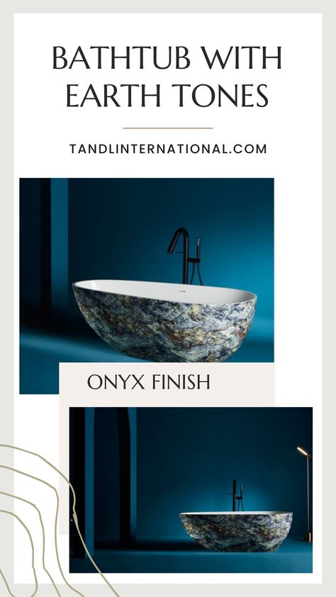 Our Onyx finish, featuring striking veins in hues of blue, gray, browns, and earth tones, has beautifully set this trend in the luxury bathing realm. The world of bathroom design is constantly evolving, and one trend that’s making waves right now is the freestanding bathtub. These stand-alone beauties are not just about a luxurious soak; they're a style statement, a focal point, and a reflection of personal taste. Stone Tub, Bold Centerpieces, Marble Bathtub, Remodeling Trends, Marble Tub, Freestanding Bathtubs, Contemporary Bathtubs, Cavity Wall, Bathtub Design