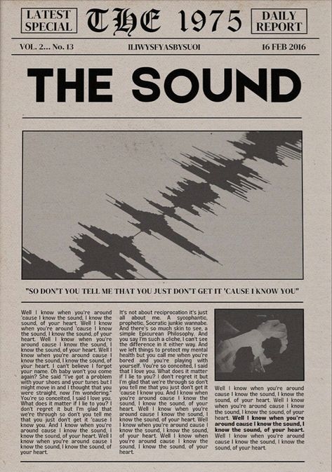 Retro Newspaper Aesthetic, The 1975 Poster Graphic Design, The 1975 Poster Vintage, The 1975 Prints, The 1975 Poster Aesthetic, The 1975 The Sound, Epicurean Philosophy, The 1975 Poster, The 1975 Lyrics