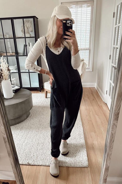 This is the perfect romper for a day of hanging out at home or running errands. Free People Romper Outfit Winter, Styling Jumpsuits For Fall, Stretchy Jumpsuit Outfit, Free People Onesie Outfit Fall, Styling Jumpsuits Winter, Free People Onesie Outfit Winter, Freepeople Jumpsuit Outfit, Hotshot Onesie Outfit Fall, Hotshot Onesie Outfit Winter