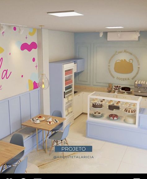 Cookie Store Design, Small Cafe Kitchen Layout, Cafe Dollhouse, Small Bakery Shop, Cafe Layout, Cake Shop Interior, Cake Shop Design, Bakery Shop Design, Bakery Interior