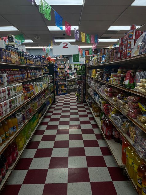 Dark Grocery Store Aesthetic, Y2k Grocery Store, Store Reference Photo, Mexican Grocery Store Aesthetic, Inside A Grocery Store, 90s Grocery Store, 80s Grocery Store, New York Grocery Store, 1980s Grocery Store