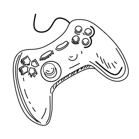 Game Console Drawing, Remote Control Drawing, Game Controller Drawing, Controller Sketch, Remote Drawing, Line Art Video, Video Games Drawing, Control Drawing, Gaming Drawing