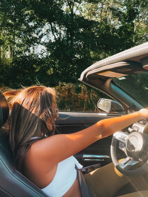 Convertible Car Aesthetic Girl, Convertible Car Photoshoot, Top Photoshoot, Classic Car Photoshoot, Mustang Girl, 22 Birthday, Car Photoshoot, 2024 Board, Car Picture