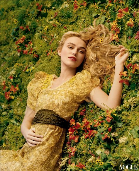 Woman Laying, Annie Leibovitz, Keira Knightley, The Wind, Her Hair, Lush, A Woman, Vogue, Plants