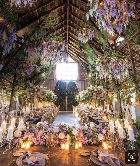 Wedding Floral Decor, Rapunzel Wedding, Wisteria Wedding, Fairy Woodland, Barn Wedding Decorations, Enchanted Wedding, Lilac Wedding, Fairy Wedding, Fantasy Wedding