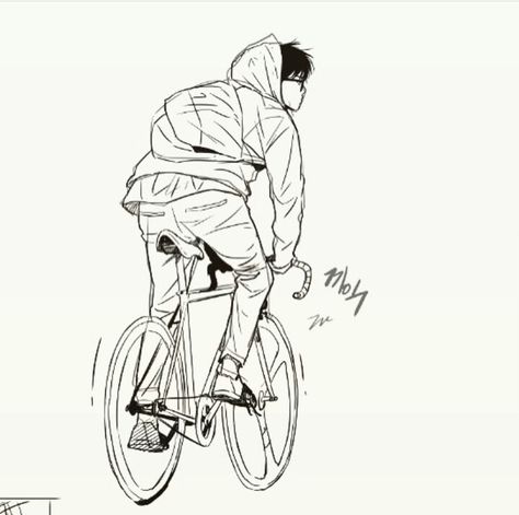 Biking Reference Drawing, Person On A Bike Drawing, Bicycle Drawing Reference, Riding A Bike Drawing Reference, Fixie Bike Drawing, Man On Bike Drawing, Bikecycle Drawing, Riding Bike Drawing Reference, Person Riding Bike Drawing Reference