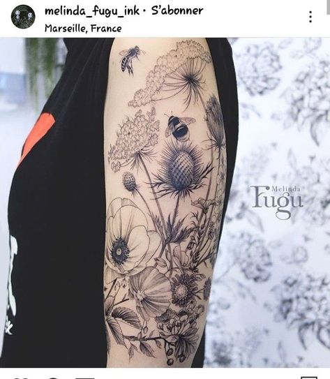 Natur Tattoo Arm, Botanisches Tattoo, Earthy Tattoos, Garden Tattoos, Wildflower Tattoo, Muster Tattoos, Floral Tattoo Sleeve, Flower Tattoo Sleeve, Botanical Tattoo