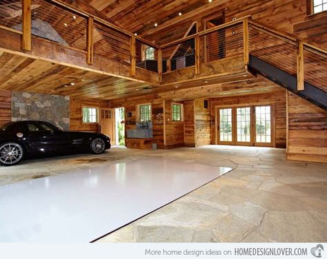 This is my dream garage! Add in a two-post lift and a workshop attached then it's perfect!!! Garage Toys, Nice Desk, Man Garage, Large Garage, Garage Loft, Cool Garages, Ultimate Garage, Luxury Garage, Barn Garage