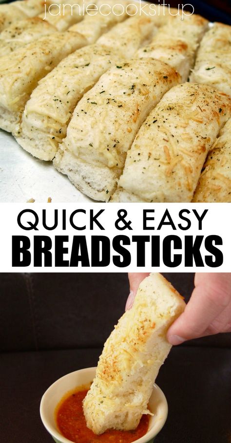 Fast Homemade Garlic Bread, Quick Bread Ideas, Homemade Loaf Bread Easy Recipes, Homemade Breadsticks Without Yeast, Quick Cheesy Bread, Dinner Bread Recipes Quick, Soup Bread Sticks, Quick Bread Sticks Recipe, Quick Bread Sticks Easy Recipes