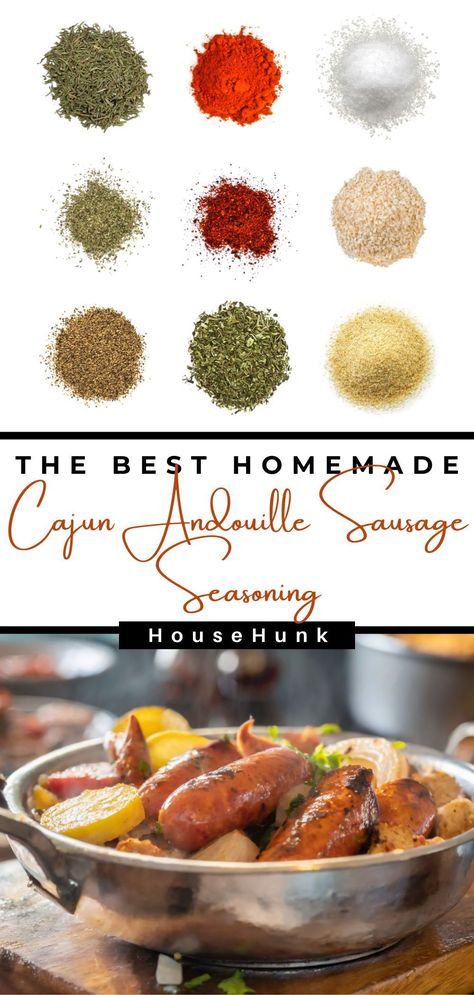 Homemade Andouille Sausage, Diy Sausage Seasoning, Sausage Seasoning Recipes, Chicken Andouille Sausage Recipe, Pork Sausage Seasoning, Italian Sausage Seasoning, Andouille Sausage Recipes, Sausage Making Recipes, Funky Food