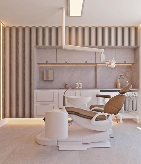 Dental Clinic Esthetic, Boho Dental Office, Medical Room Aesthetic, Fancy Doctors Office, Dentist Cabinet Design, Aesthetic Dental Office, Korean Dental Clinic, Neutral Dental Office, Dentist Practice Interior