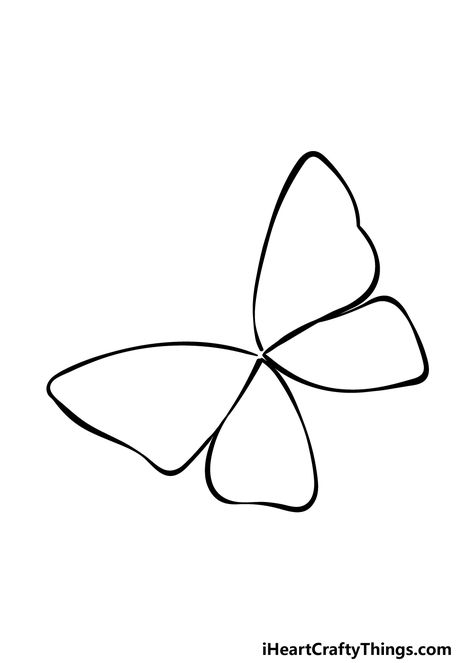 Idea To Draw Easy, Butterflies Easy Drawing, Simple Drawing Of Butterfly, Butterfly Simple Outline, How To Make Butterfly Drawing, Easy Butterfly Outline, How To Draw A Butterfly Easy Simple, How To Draw Simple Butterfly, Butterfly Traceable