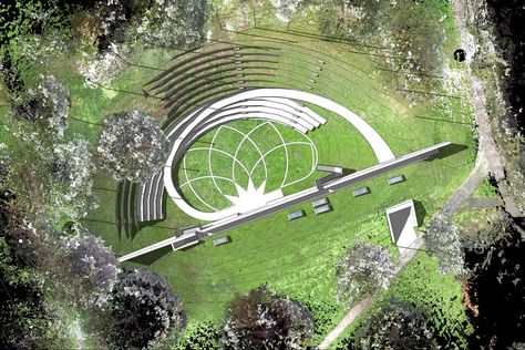 An open-air theatre could be created on the ‘bomb crater’ site at the Canterbury campus – thanks to Beacon Project funding. Environmental Center, Amphitheater Architecture, Urban Spaces Design, Urban Ideas, Landscape Stairs, Landscape Architecture Plan, Greek Theatre, Theater Architecture, Open Air Theater