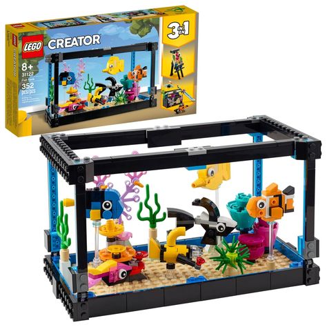 Lego Creator 3-in-1 Fish Tank Building Toy Lego Fish Tank, Lego Fish, Pet Goldfish, Building Toys For Kids, Lego Super Mario, Lego Builder, Cool Fish, Lego Minecraft, Buy Lego