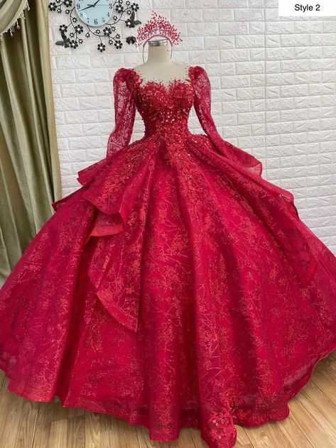 Filipina Debut, Red Quince Dress, Vestido Charro, Quinceanera Themes Dresses, Red Quinceanera Dresses, Red Bridal Dress, Sparkle Ball, Red Wedding Dress, Quince Dress