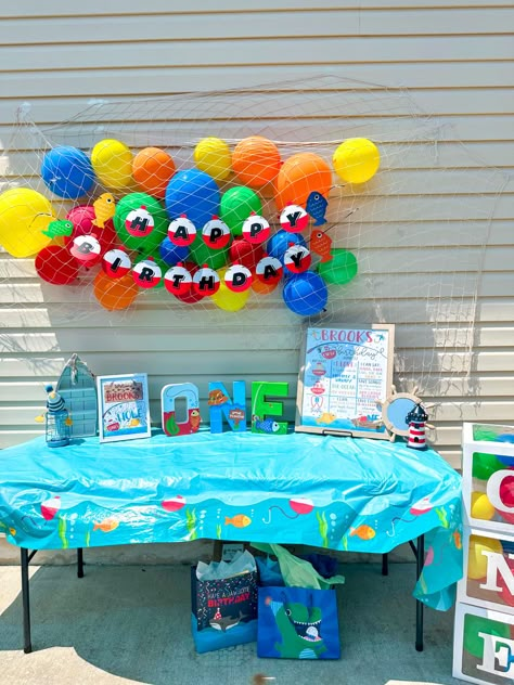 Fishing Birthday Party Boys, Fishing Theme Birthday, Fishing Theme Party, Fishing Themed Birthday Party, Fishing Birthday Party, O Fish Ally, Boys First Birthday Party Ideas, Birthday Party Snacks, Boys 1st Birthday Party Ideas