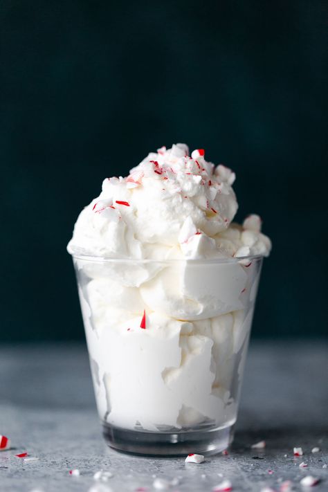 Whipped Cream Dispenser Recipe, Peppermint Whipped Cream, Top Desserts, Coffee And Hot Chocolate, Peppermint Dessert, Flavored Whipped Cream, Peppermint Cream, Recipes With Whipping Cream, Chocolate Whipped Cream