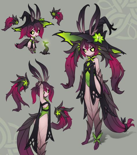 Artist: Squeaky_art https://www.tumblr.com/squeakyart Plant Witch, Nature Witch, Monster Characters, Fantasy Creatures Art, Fantasy Concept Art, 판타지 아트, Creature Concept, 영감을 주��는 캐릭터, Cute Art Styles