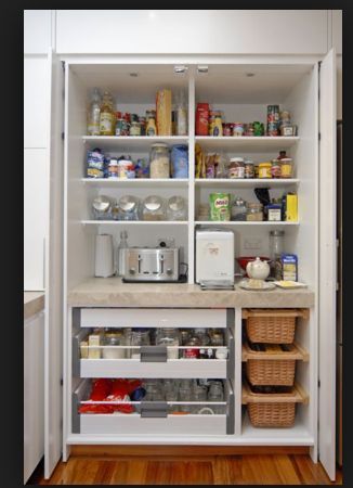 Shallow Laundry Closet, Micro Butlers Pantry, Micro Pantry Ideas, Small Scullery Ideas, Kitchen Storage Design, Scullery Ideas, Diy Kitchen Storage Ideas, Diy Kitchen Cupboards, Planer Organisation