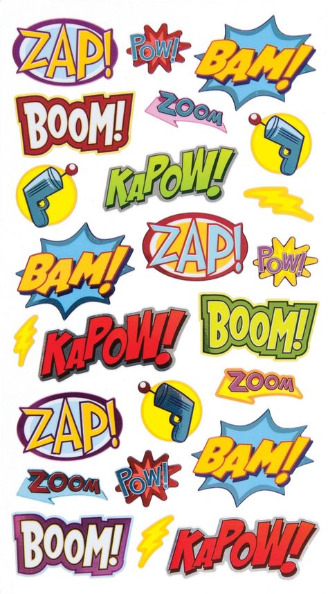 Comics Stickers, Classic Stickers, Superhero Crafts, Comic Font, Super Hero Theme, Sticker Machine, Seni Dan Kraf, Lego Marvel, Superhero Theme