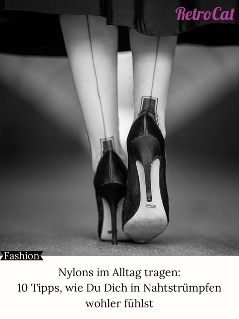 Echte Nylons und Nahtstrümpfe im Vintage-Stil im Alltag tragen: 10 Tipps Secret In Lace, Artwork Inspiration, Retro Lingerie, Mini Skirt Dress, Beautiful High Heels, Stockings Heels, Stockings And Suspenders, Killer Heels, Retro Cats