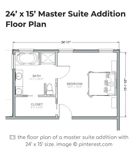 Master Bath Into Closet, 20 X 15 Master Suite, Small Master Bath Floor Plan, Family Room And Master Suite Addition, Small Master Layout, Primary Bathroom And Closet Floor Plan, Square Master Suite Layout, Bedroom Addition Ideas Layout Master Bath, Basement Master Suite Ideas Bedrooms