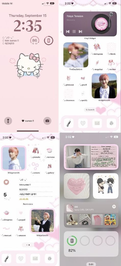 Iphone Layout Ideas Kpop, Sunoo Ios Layout, Iphone Customization Ideas Ios 16, Iphone App Layout Kpop, Sunoo Homescreen Layout, Cute Layout Iphone, Thedaybefore Widget Kpop, Sunoo Phone Layout, Phone Inspiration Kpop