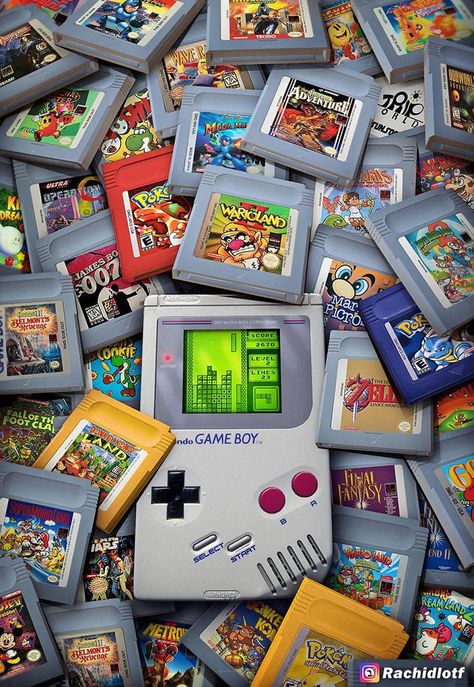 Nostalgic-Pictures-Rachid-Lotf Gameboy Wallpaper, Old Nintendo, Retro Games Wallpaper, Grafika Vintage, Tetris Game, Game Wallpaper Iphone, Nostalgic Pictures, Retro Gaming Art, Best Gaming Wallpapers