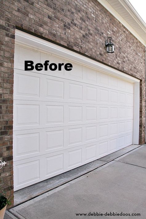 Carriage style garage door - Debbiedoos Cheap Garage Doors, Carriage Style Garage Doors, Garage Door Paint, Carriage Garage Doors, Improve Curb Appeal, Garage Door Hardware, Garage Door Types, Car Port, Door Plan