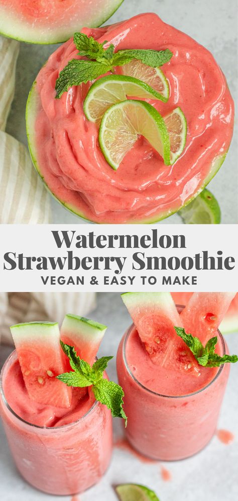 Watermelon Smoothie Recipe, Watermelon Smoothie Recipes, Smoothies Vegan, Watermelon Smoothie, Smoothie Recipes Healthy Breakfast, Drink Recipes Nonalcoholic, Smoothie Drink Recipes, Smoothie Detox, Healthy Drinks Recipes