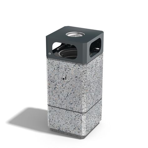 Concrete litter bin Model 182 Marble Trash Can, Trash Bin Design, Street Trash Can, Street Trash, Streetscape Design, Parks Furniture, Litter Bin, Bus Stops, Metal Bench