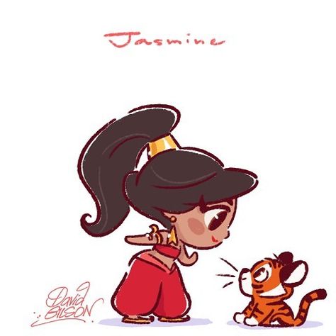 Chibie of Disney's Jasmine & Rajah. Facebook.com/artofdavidgilson + davidgilson.tumblr.com #Aladdin #Jasmine #Rajah #Disney #fanart #davidgilson Disney Kızları, David Gilson, Chibi Disney, Disney Doodles, Disney Cuties, Disney Jasmine, Kawaii Disney, Cute Disney Drawings, Karakter Disney