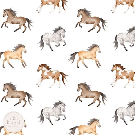 Farm Animal Fabric, Horse Background, Animal Fabric, Watercolor Horse, Neutral Design, Future Design, Farm Animal, Wild Horses, Watercolor Illustration