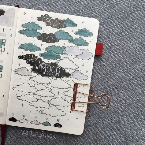 Art n Foxes | Bullet Journal on Instagram: “Hello guys 🧡 This is how my #moodtracker looks so far. 🌙☁️ The last few days have been a bit exhausting. My car broke down and I got a cold…” Diario Bullet, December Bullet Journal, Kalender Design, Bullet Journal Set Up, Bullet Journal Cover Page, Bullet Journal Mood Tracker Ideas, Bullet Journal Hacks, Bullet Journal Mood, Bullet Journal Aesthetic