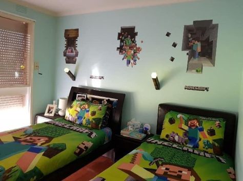 Minecraft Bedroom Ideas, Minecraft Theme, Theme Bedroom, Minecraft Bedroom, Boys Rooms, Silly Goofy, Themed Bedroom, Boy Bedroom