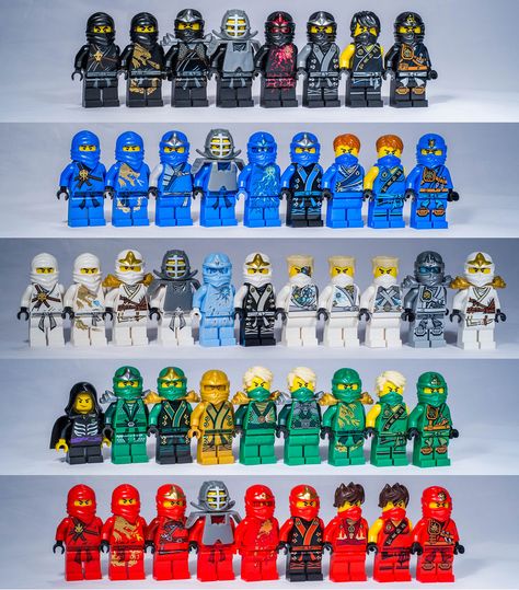 Ninjas from Lego Ninjago sets. | Flickr Lego Ninjago Figures, Ninjago Ninjas, Ninjago Lego Sets, Ninjago Sets, Lego Ninjago Minifigures, Ninjago Lloyd, Ninjago Lego, Ninjago Memes, 5 Outfits