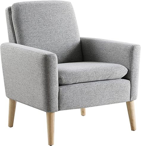 Amazon.com: Lohoms Mid-Century Modern Accent Chair Fabric Upholstered Comfy Reading Arm Chair for Bedroom, Living Room Stuffed Seat Single Sofa Chair with Wood Legs - Grey : Home & Kitchen Sofa Comfy, Single Couch, Reading Armchair, Comfy Reading, Mid Century Modern Accent Chairs, Chair Living Room, Fabric Chair, Fabric Accent Chair, Single Sofa Chair