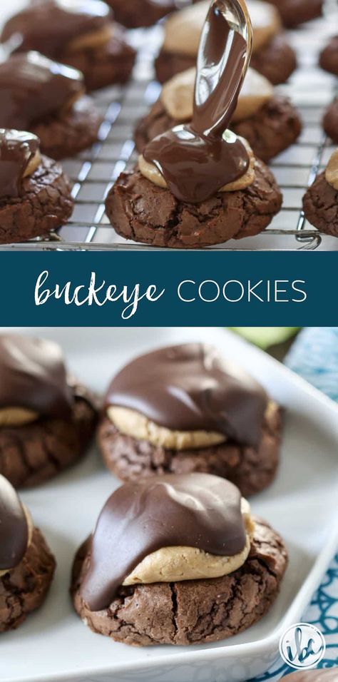 Best Buckeyes Recipe, Buckeye Cookies Recipe, Buckeye Recipe Easy, Chocolate Brownie Cookie, Peanut Balls, Buckeye Cookies, Brown Sugar Cookie Recipe, Buckeyes Recipe, Holiday Baking List