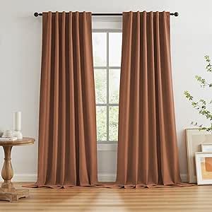 Rust Colored Blackout Curtains 108 Inch Length 9 FT Inches Long for Living Room 2 Panels Sets Hook Belt Back Tab Drapes Rust Red Mid Century Modern Curtains for Bedroom Brown Red W50 x L108 Brown Bedroom Curtains, Brown Curtains Bedroom, Bedroom Brown, Mid Century Modern Curtains, Brown Curtains, Curtains For Bedroom, Brown Bedroom, Drape Panel, Modern Curtains