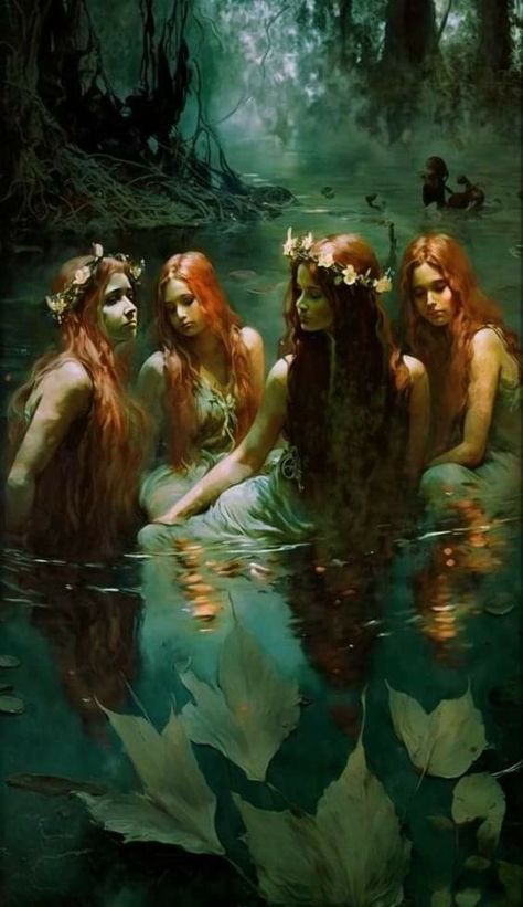 Nymphs Greek Mythology Art, Chthonic Gods, Nymphs Greek Mythology, Water Nymph Aesthetic, Heather Horton, Magical Creatures Mythology, Greek Monsters, Goddess Magick, Water Nymph