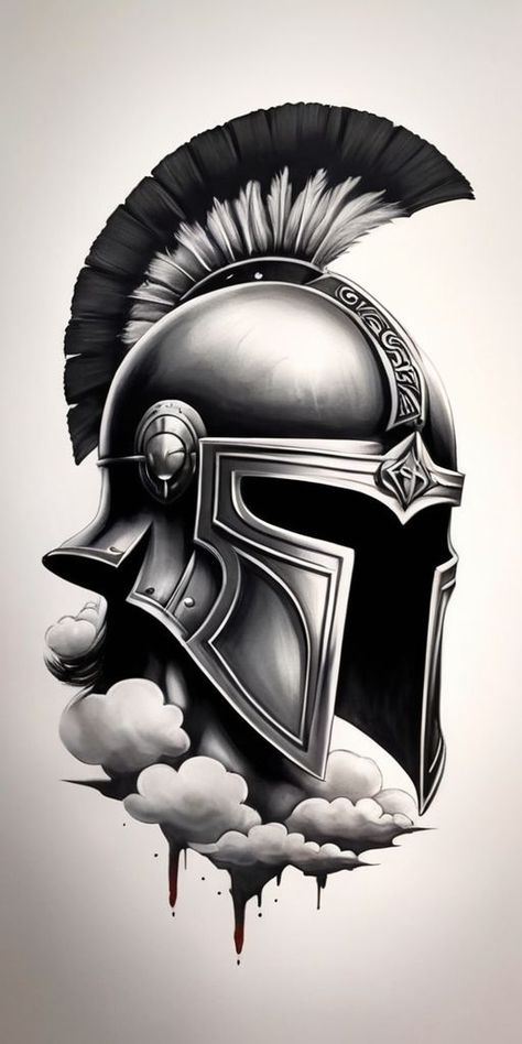 Spartan Helmet Tattoo Design, Roman Helmet Tattoo, Helmet Tattoo Design, Spartan Tattoo Design, Spartan Helmet Tattoo, Dragon Eye Drawing, Egypt Tattoo Design, Chest Tattoo Stencils, Roman Tattoo