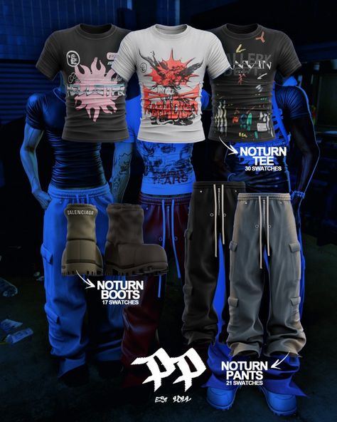 The Noturn Set is now live. As usual, we've included both in-game and blender versions for maximum versatility.      The Drop:     Noturn Pants  21 Swatches - Male Frame - Bottom Category - Specular Map f… Sims 4 Cc Clothes, Sims 4 Male, Sims 4 Men Clothing, Sims 4 Male Clothes, Sims 4 Piercings, Sims 4 Tsr, Sims 4 Cas Mods, Play Sims 4, The Sims 4 Packs