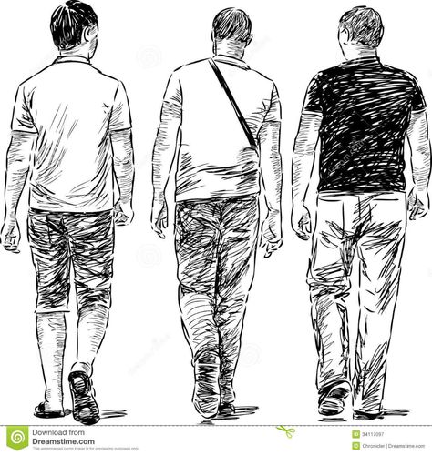 Walking men stock vector. Illustration of view, friends - 34117097 Anime Walking Pose Reference, Walking Poses, Poses Manga, Back Drawing, Boy Walking, Human Figure Sketches, Walking People, Walking Man, Sketches Of People