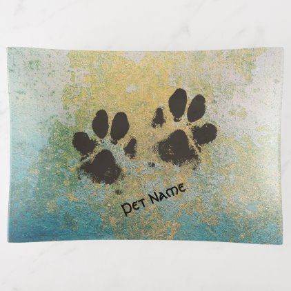 Paw Prints on Painted Concrete Personalized Trinket Trays Dog Lick Canvas Art, Dog Paw Painting Ideas, Paw Painting Dog Art, Paw Print Canvas, Paw Print Painting, Dog Paw Art, Dog Paw Print Art, Paw Print Crafts, Paw Print Art