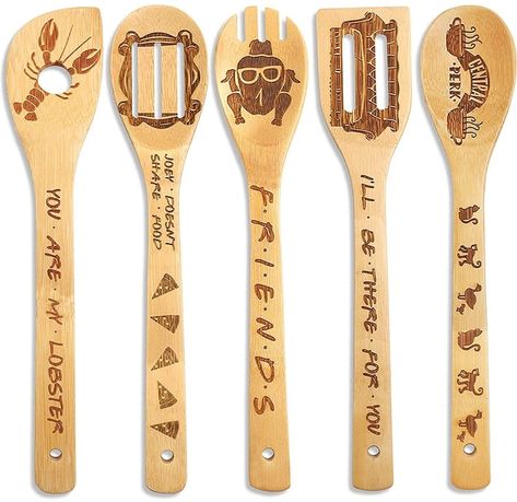 Friends Tv Show Gifts, Cooking Friends, Wooden Cooking Utensils, Friends Merchandise, Wooden Kitchen Utensils, Spoons Set, Wooden Spatula, Utensils Set, Kitchen Cooking Utensils