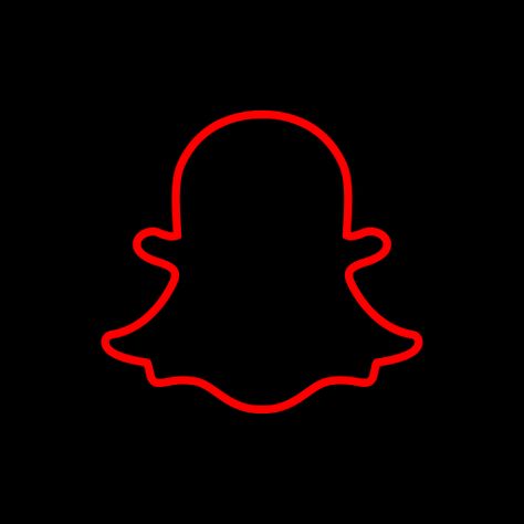 Neon, Black, Snapchat Logo, Neon Red, Logo Icon, Black Background, Snapchat, Red