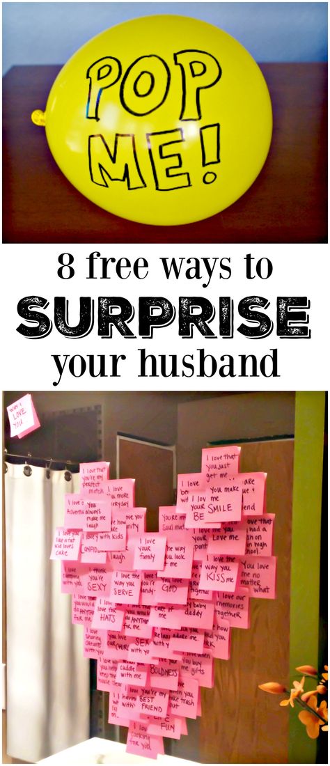 8 free ways to surprise your husband and totally make his day! 5 Senses Gift For Boyfriend, Joululahjat Diy, Valentijnsdag Diy, Diy Gifts For Christmas, Surprise Your Husband, Selamat Hari Valentine, Hadiah Valentine, Love Surprise, Anniversaire Diy