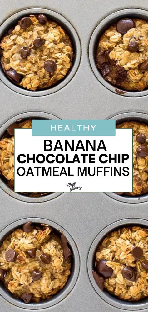 Healthy Breakfast Recipes With Bananas, Healthy Banana Oat Chocolate Chip Muffins, Mini Banana Chocolate Chip Muffins Healthy, Banana Chocolate Chip Muffins Oatmeal, Healthy Banana Oat Recipes, Healthy Banana Chocolate Chip Muffins Oats, Gf Banana Oatmeal Muffins, Healthy Dark Chocolate Chip Muffins, Banana Oatmeal Muffins Healthy Easy